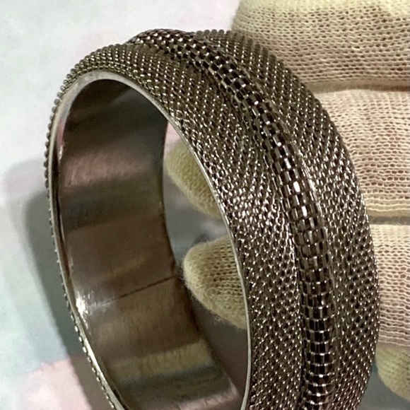1990s Biker / Steampunk / Gothic Stainless Steel Mesh Metal Bangle Bracelet - Picture 8 of 8